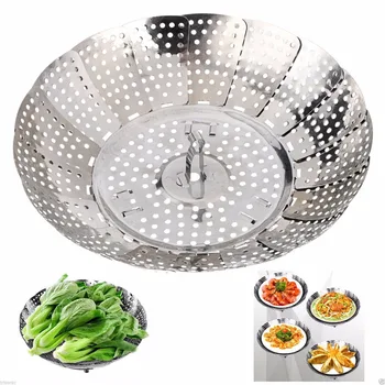 

1pcs Cookware Stainless Steel Steamed grid Folding Dish Vegetable Food Steamer Basket Strainer Cooker Kitchen Tool