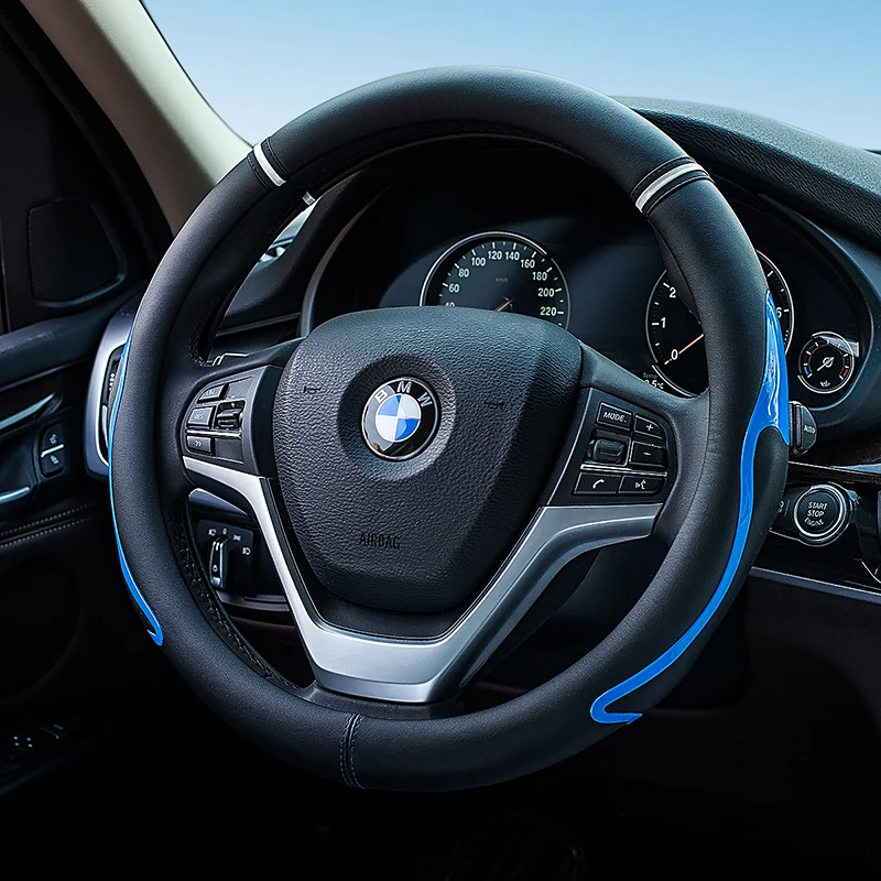 

KKYSYELVA four seasons universal anti-wrinkle anti-skid round microfiber leather steering wheel cover for 99% models