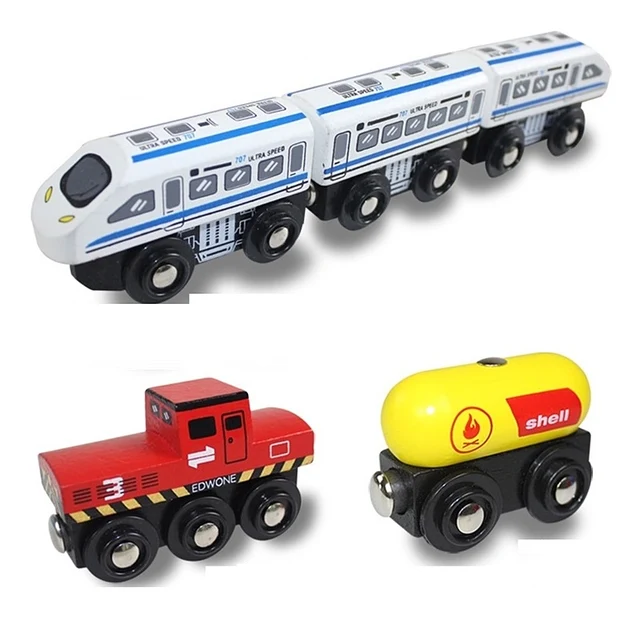 Wooden Magnetic Train Kids Train Toy Anime Locomotive Car Toys Wooden Track Train Railway Vehicles Children Birthday Gifts 5