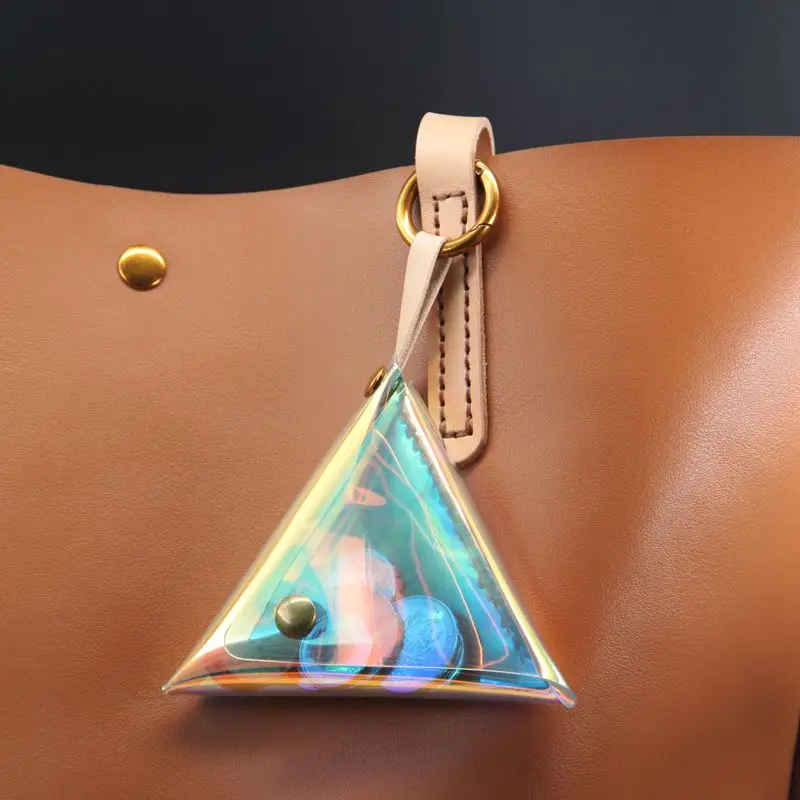WOONAM полностью ручной работы для женщин Мода глянцевый прозрачный голографический треугольник Портмоне кошелек WB554