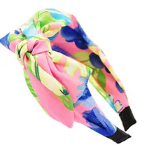 2017 NEW Lady Sweet Bowknot Ribbon Hair Accessory Headband—Floral with Pink Bottom