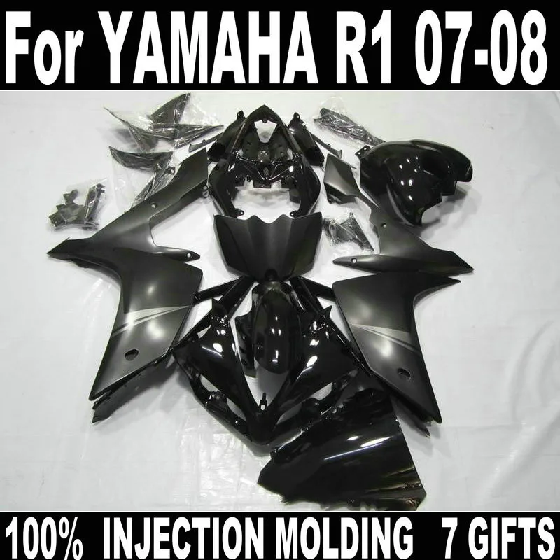 Кузов комплект для YAMAHA литья под давлением обтекатель YZF R1 07 08 черная обшивка для мотоцикла комплект R1 2007 2008 JL20