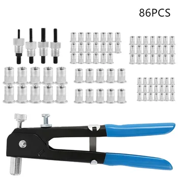 

86Pcs/set Labor-saving Hand Riveter Nut Rivet Gun Kit M3-M8 Manual Rivet Nuts Nail Gun Tool kit for Household Repair Hand Tools