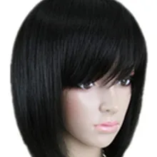 Черный парик Fei-Show синтетические термостойкие волокна волнистые волосы студента Боб-парик Peruca Pelucas костюм Cos-play Короткие Peruca