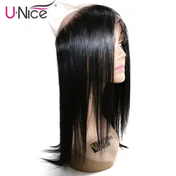 Волосы UNICE 360, кружевная Фронтальная застежка, бразильские прямые волосы, 10 "-20", 1 шт., Бесплатная часть, человеческие волосы, закрытие