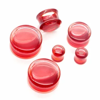 

Wholesale Red Liquid Plugs Clear Acrylic Saddle Ear Plug Gauges Double Flare Flesh Tunnel Eyelet 10mm-25mm 80pcs AW408