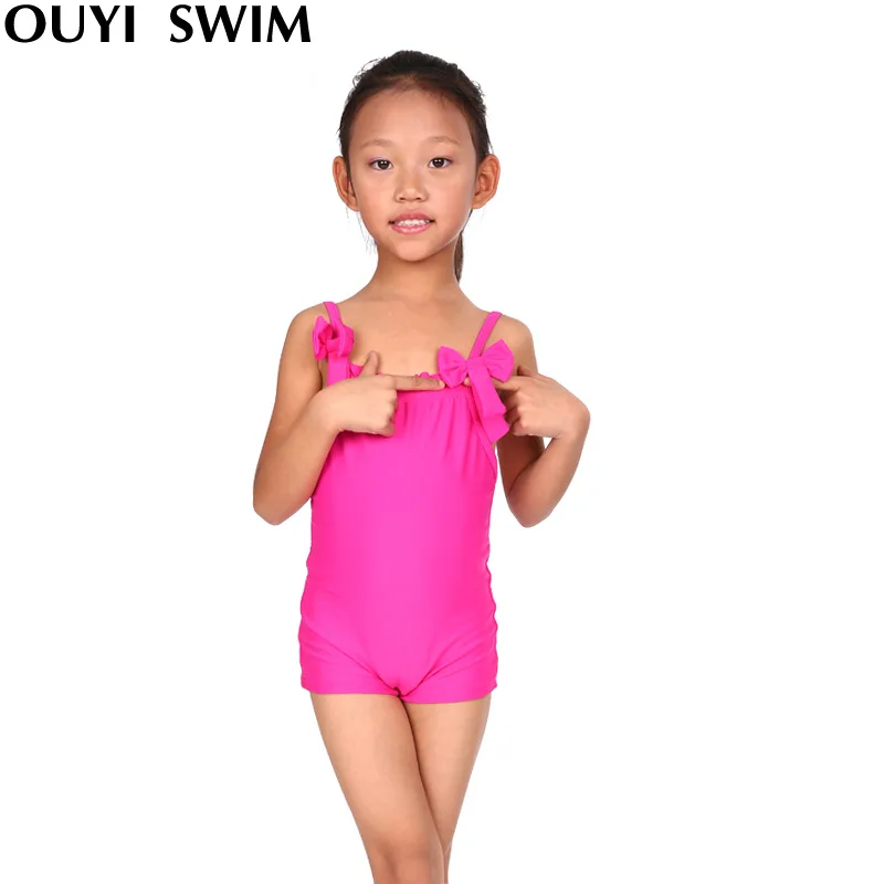 

High-neck Girl Child Swimsuit Lace Trim Swimsuit Solid Color  Swimdress Baby Girls Children's Swimwear 2017