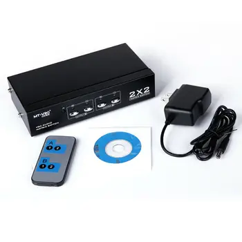 

MT-VIKI 2 Input 2 Output VGA Video Audio Matrix Switch 2x2 with IR Remote Control 2048*1536 HD 400MHz MT-VT212