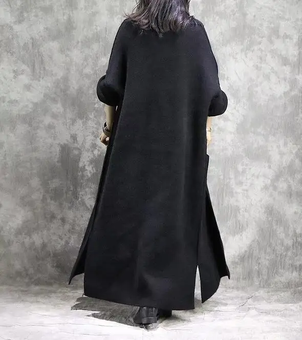 

Spring Long Women Wool Cardigan Coats Loose Fitting Style thick Wool Coats