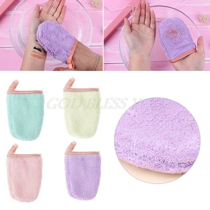

Reusable Coral Velvet Soft Facial Face Towel Makeup Remover Cleansing Glove Tool