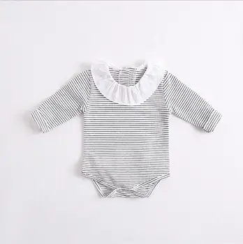 

2019 Fashion Boys Girls Striped Rompers Cotton Long Sleeve Kids Jumpsuits 0-2T