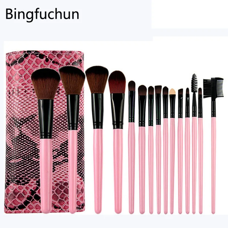 15Pcs/lot Makeup Brushes Eye Facial Cosmetics Kit Pink Foundation
