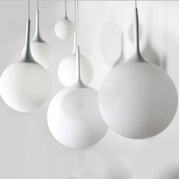 

Modern Glass Pendant Lights For Kitchen Globe Hanging Lamp White Ball Lamp luminaire Kugellampe Light Fixtures Pendant Lamp