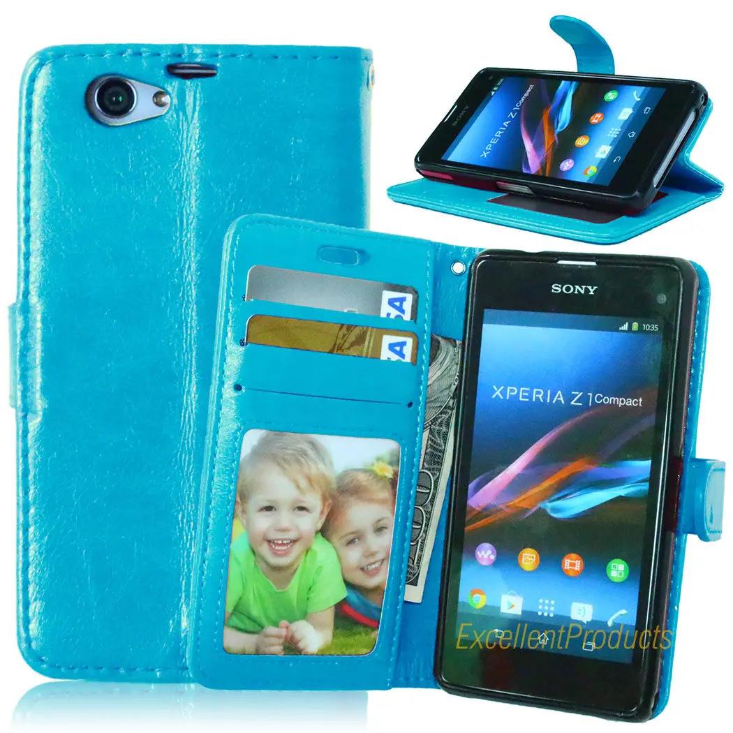 Чехол книжка для sony Z1 Compact чехол телефона кошелек стильный кожаный с функцией