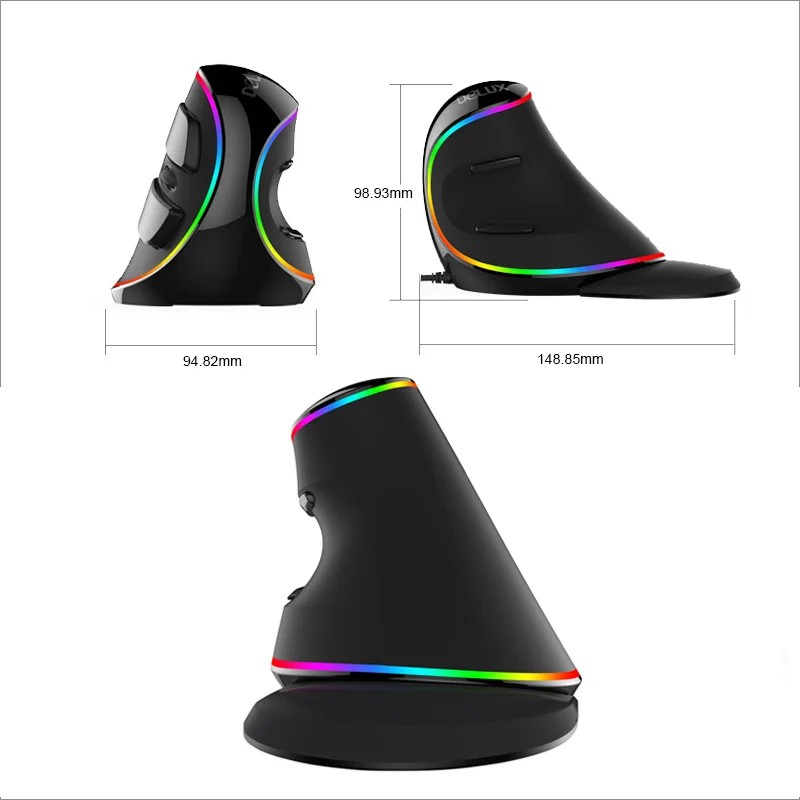 Вертикальный Мышь эргономичный проводной Delux M618 плюс RGB 6 Кнопка 1600 4000 Точек на дюйм компьютер Эргономичный Мышь s проводной USB для PC 2018