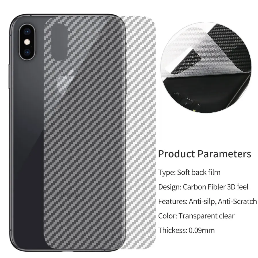 

KLOVRRD Soft Back Full Cover Screen Protector for iPhone 5 5S SE 6 6S 7 8 Plus X XS Max XR Carbon Fiber Protective Film Sticker