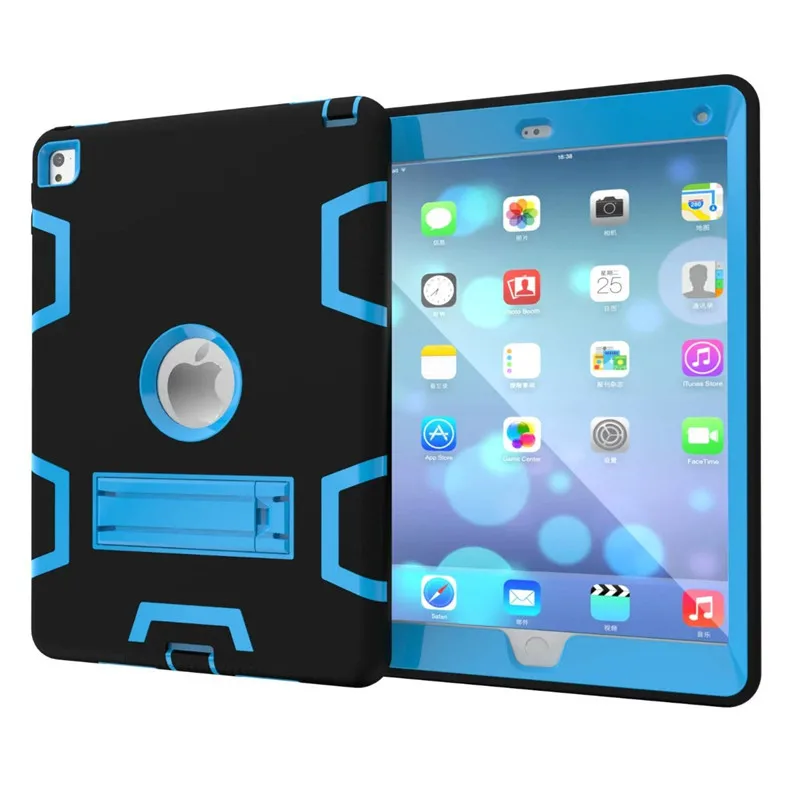 

Silicon&PC Heavy Duty armor stand Case For apple ipad pro with stand 9.7 inch Protective Skin Double Color Shock Prooffor