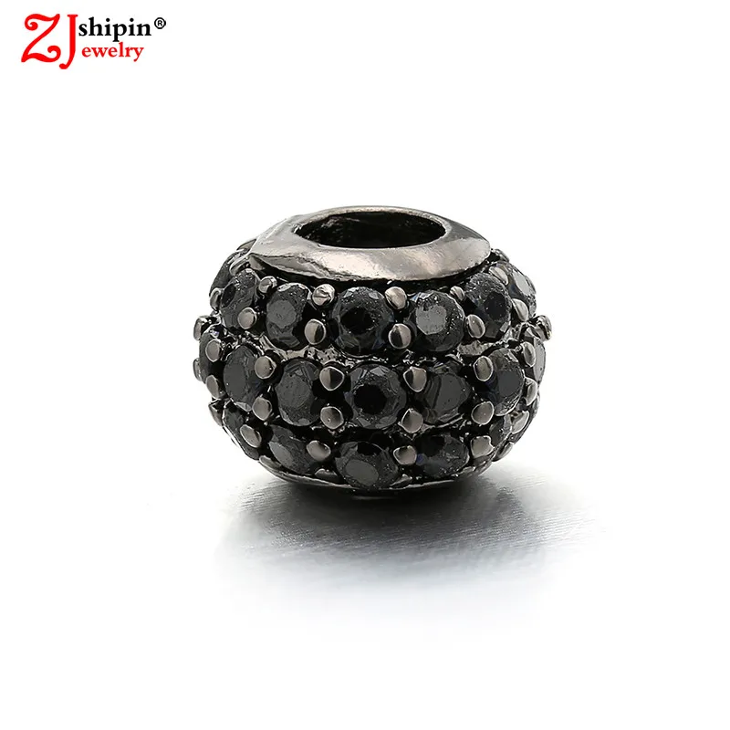 

8mm Charm Large Hole Beads Micro Zircon Cz Jewelry Accessories Suitable For Diy Separator Beaded Bracelet Necklace Manufactu