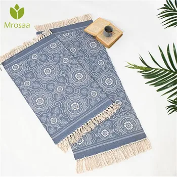 

60x130cm Nordic Cotton Woven Carpet Tassels Bedroom Rug Bedspread Mat Simple Modern Table Ruuners kitchen Mat Home Decoration