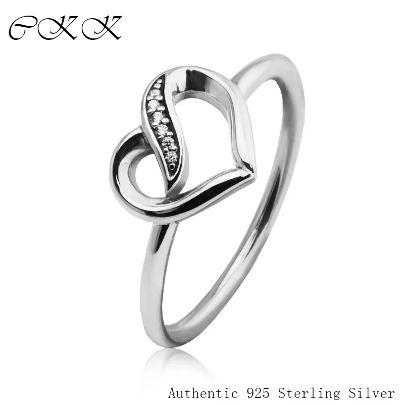 

Authentic 925 Sterling Silver Ribbons of Love Ring With Clear CZ for Women DIY Fine Jewelry SR107
