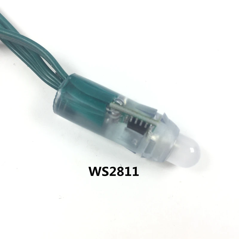 50 шт. WS2811 IC RGB светодиодный модуль шнура DC5V DC12V 12 мм зеленый провод водонепроницаемый IP68 цифровой полноцветный светодиодный светильник