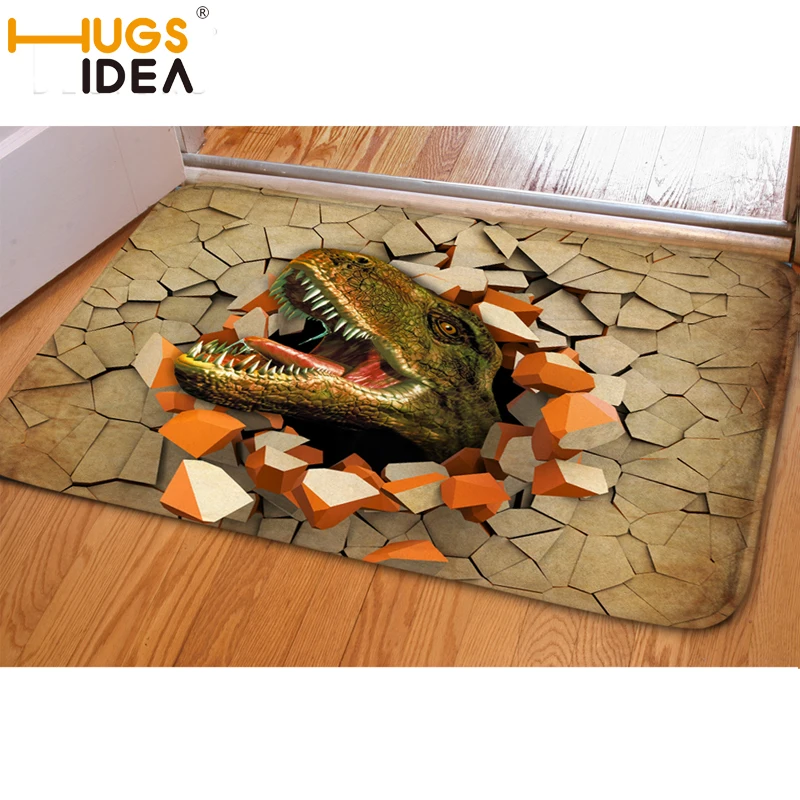 HUGSIDEA 59*40 см 3D коврик для пола с принтом динозавра мягкий фланелевый коврик для спальни, гостиной, двери, напольные коврики для прихожей