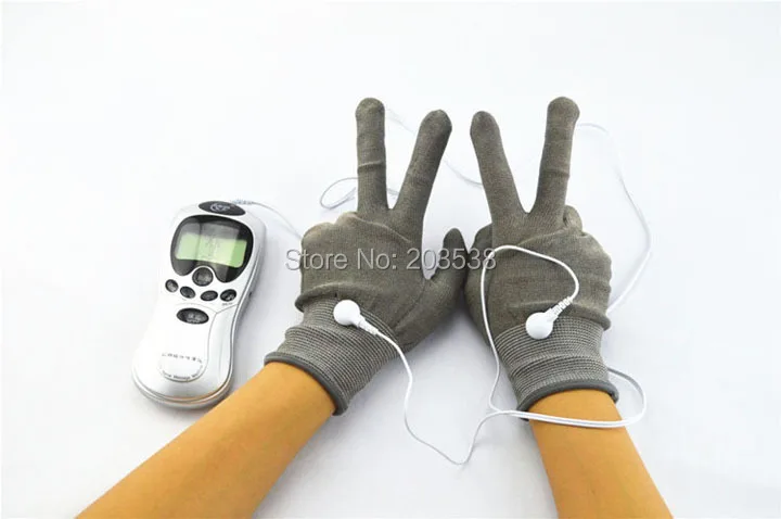 Электрический стимулятор тела для расслабления для лечения массажер Tens Акупунктура Электрический пальцевой массажер с волоконный электрод массажные перчатки