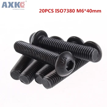 

AXK 20pcs/lot ISO7380 M6 Alloy Steel Hex Socket Button Head Cap Screw M6*40mm black mushroom head screw bolt Grade10.9
