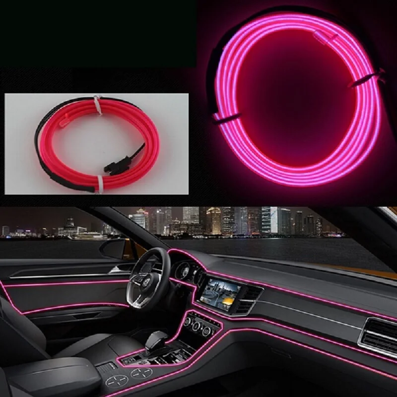 

Car Interior Ambient Lamps Cold Light Line DIY Car Styling Decorative Inside Dashboard Console Door 3m 10 Colors USB Universal