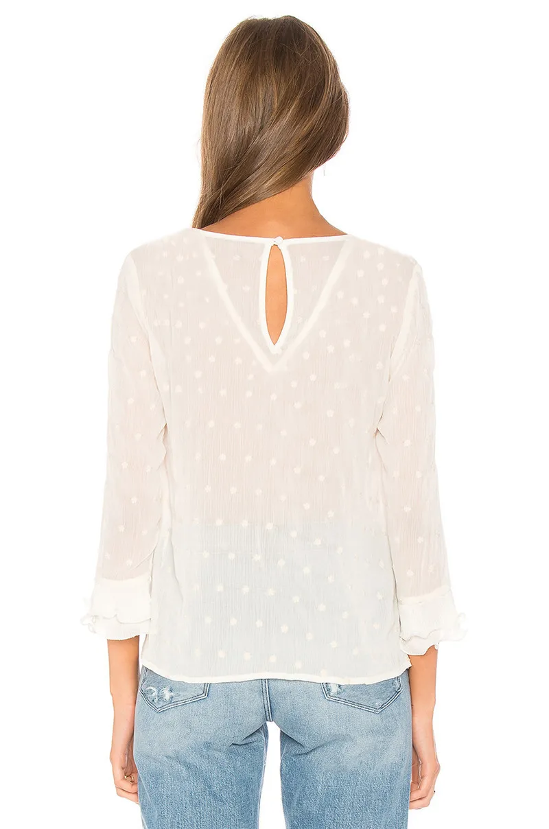 hirigin Plus Size Womens Blouse Ladies Ruffle Frill Long Sleeve Perspectived Casual High Street Top Shirt Blouse S-XL