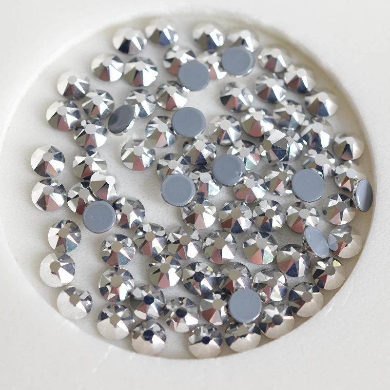 16 Cut Crystal Rhinestones Mine Silver Iron On Glass Stones Flat back