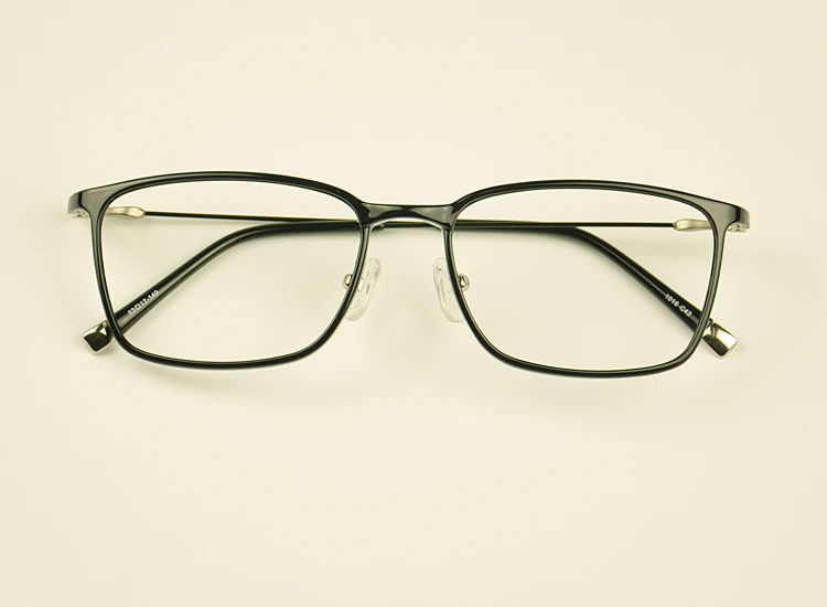 Модная квадратная рамка для очков мужские пластиковые титановые очки для очков оправа для очков женские компьютерные очки металлические ножки Oculos de grau - Цвет оправы: Черный