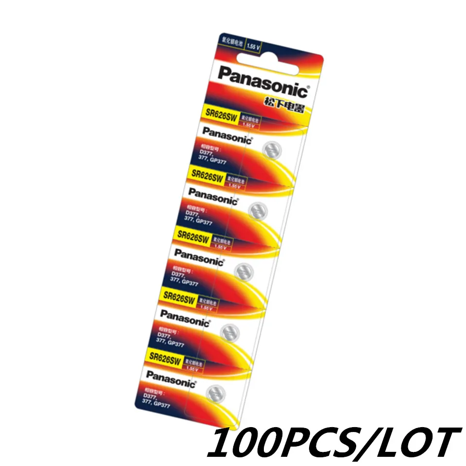 100 шт./лот SR621SW оксид серебра 6 8 мм * 2 кнопочные Аккумуляторы для Panasonic AG1 364 164 D364 L621 1