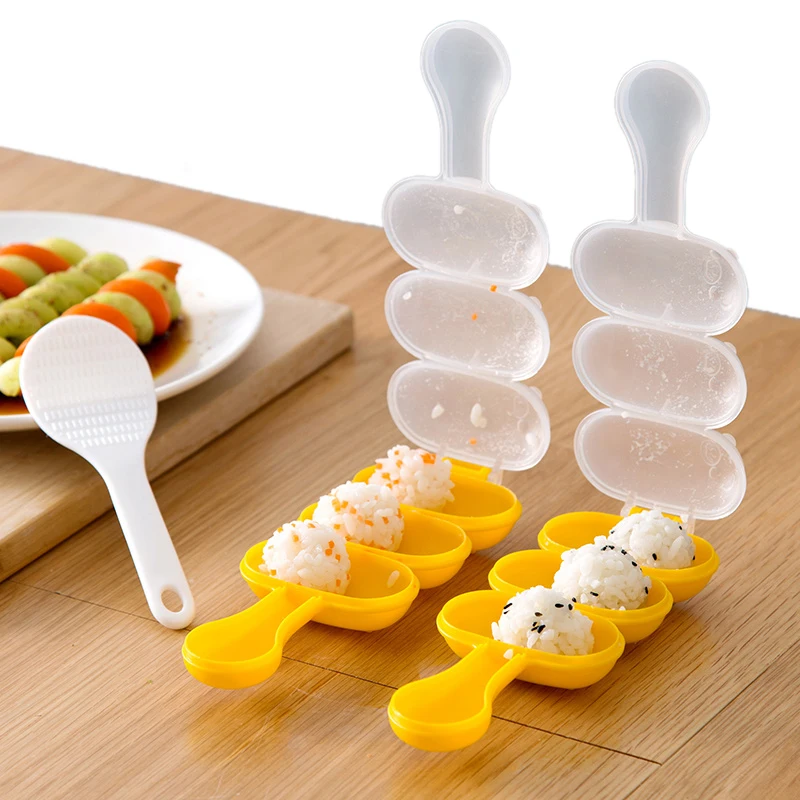 

XZJJA 2Pcs/Set Hand Press Sushi Mold DIY Sushi Mold Maker For Baby Japanese Style Rice Mold Sushi Roller Bento Accessories
