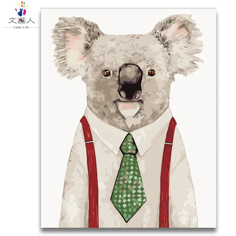 6584 Koala Koala с одеждой картинка животного DIY цифровая картина маслом по номерам с комплектами, Раскраска по номерам для декора гостиной - Color: 6584 Koala