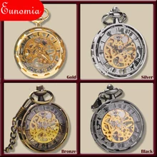 Золотые, серебряные, бронзовые, черные модные мужские винтажные ручные карманные часы, антикварные крутые Механические карманные часы с цепочкой и ожерельем