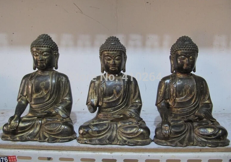 

Tibetan Fane Bronze Copper Three Shakyamuni Amitabha Tathagata Buddha Statue Set