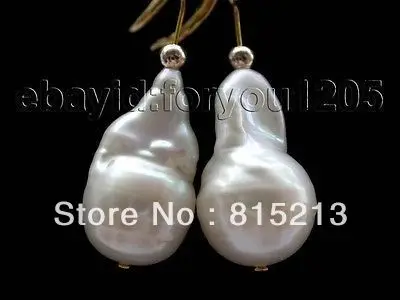

wb00275 Genuine Natural white Reborn Keshi pearl Earrings 14k