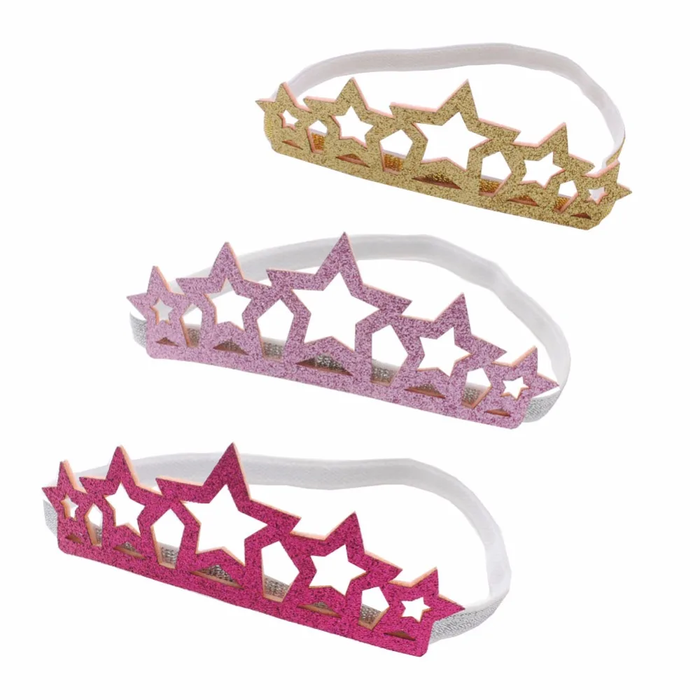 2Pc/lot Big Girls Hair Accessories Shinny Glitter Star Headbands