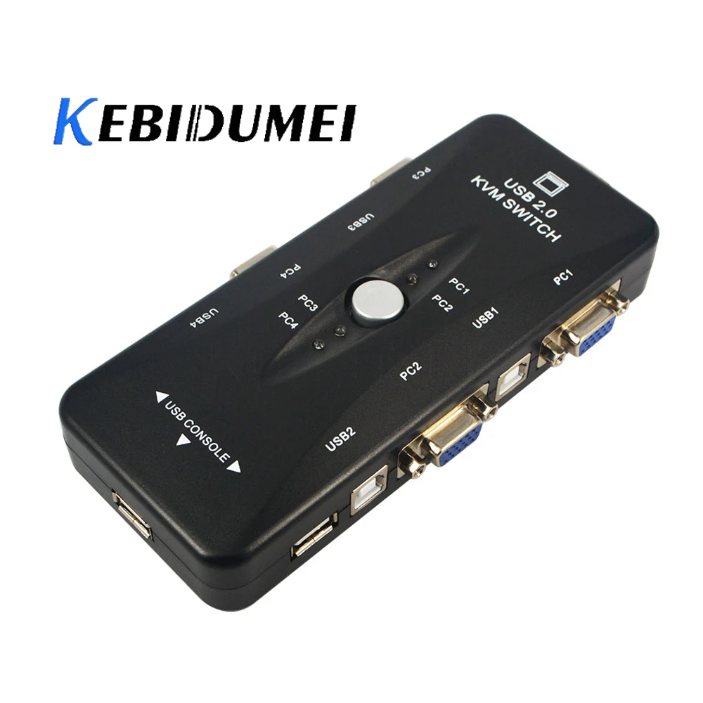 Kebidumei KVM переключатель 4-Порты и разъёмы 3 концентратор мини-авто USB KVM переключатель USB 2,0 1620x1440 Максимальная Разрешение для Windows
