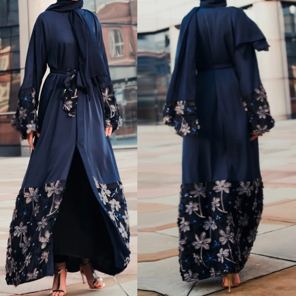 PlusSize Vestidos 2019 Абаи Бангладеш Стиль Для женщин этнические платья Абаи Исламская Мусульманский Стиль; Ближний Восток Бандажное платье Макси