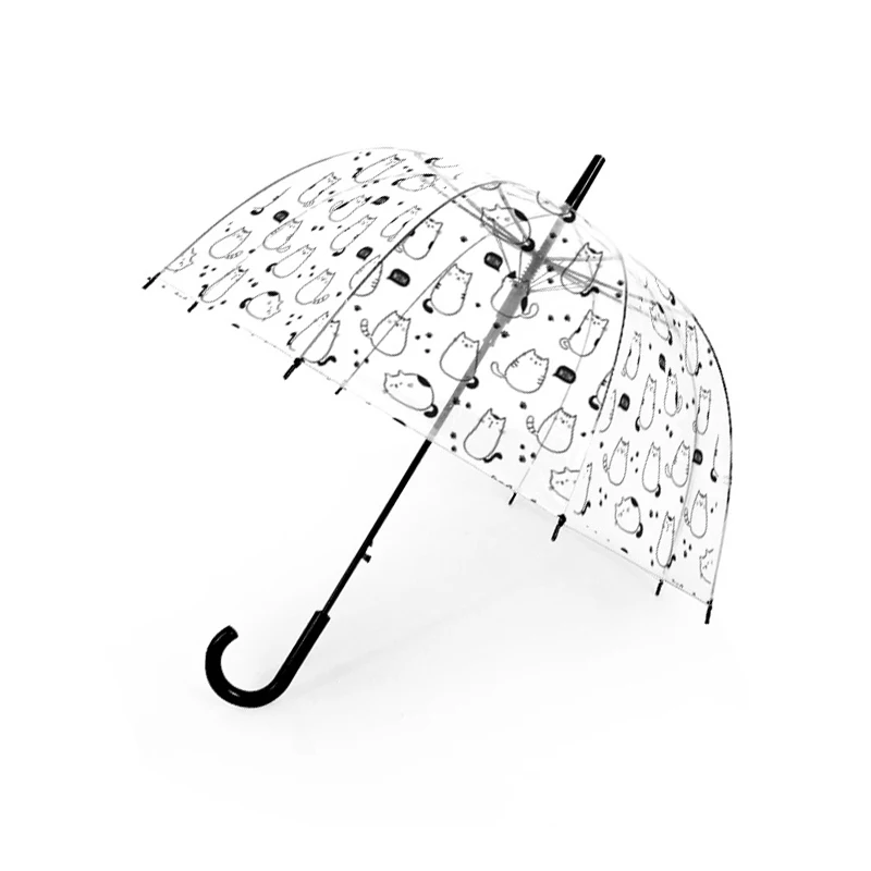 SAFEBET Sakura прозрачный зонт полуавтоматический Детские Зонты Apollo милый зонтик длинная ручка зонты от дождя для девочки - Цвет: Whitecat