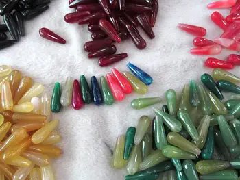 

Wholesale 13pcs UNIQUE Natural Faceted Agate Drop teardrop Beads - 30 mm x 10 mm, Center Drilled, A-Quality