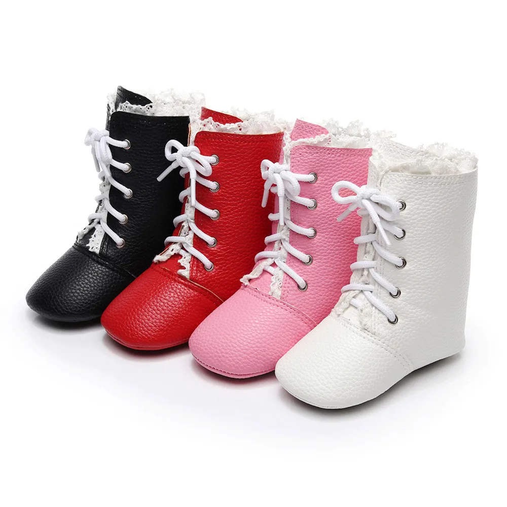 Зимние сапоги из натуральной кожи для девочек Розовая обувь детские зимние Martin