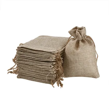 

Pandahall 25pcs Burlap Packing Pouches Drawstring Bags, Tan, 13.5x9.5cm