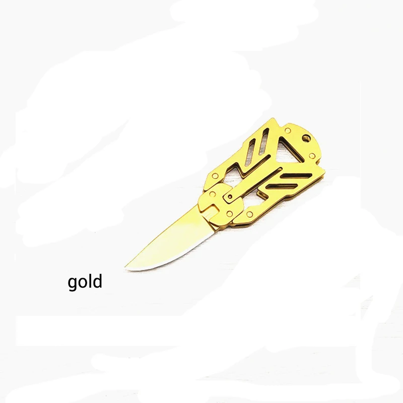 Наружный мини-нож из нержавеющей стали с тактическим многофункциональным приспособлением для выживания на открытом воздухе - Цвет: Gold
