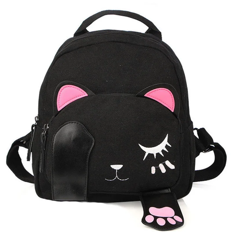 Рюкзак с кошкой, черный, элегантный дизайн, школьные рюкзаки, забавное качество, из искусственной кожи, модная женская сумка на плечо, рюкзак для путешествий XA322