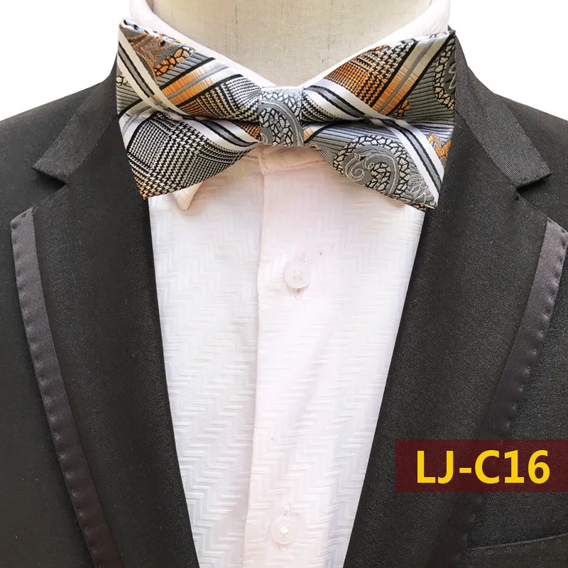 Классический серый оранжевый Пейсли и плед мужской галстук-бабочка шелковый галстук свадьба жаккардовая рубашка с бантом для выпускного