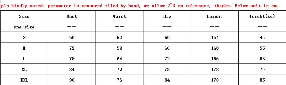 size table
