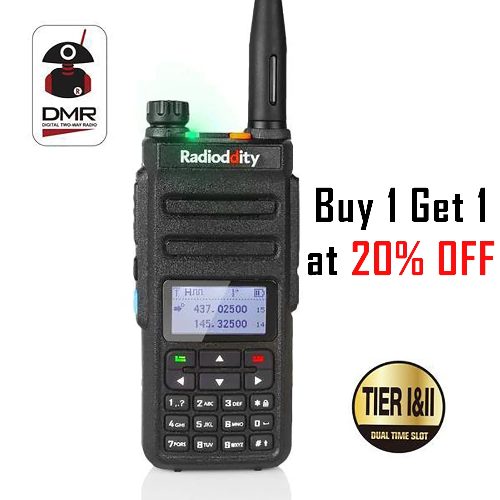 Radioddity GD-77 Dual Band Dual Time Slot Digital Two Way Radio Walkie Talkie DMR Compatible with Motrobo Tier 1 Tier 2 + Cable Radioddity GD-77 Dual Band Dual Time Slot Digital Two Way Radio Walkie Talkie DMR Compatible with Motrobo Tier 1 Tier 2 + Cable
